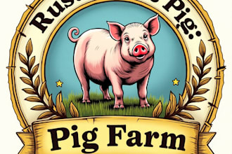design high quality vintage pig farm logo with express delivery