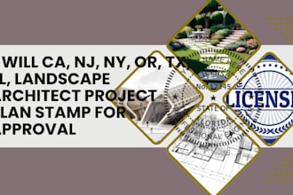 do ca, nj, ny, or, tx, fl, landscape architect project plan stamp for approval