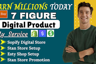 7 figure shopify digital store stan store setup etsy shop stan store promotion