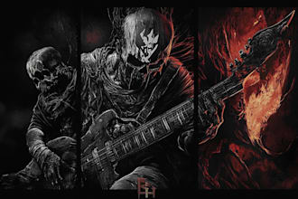 create dark art, horror or skull artworks illustration