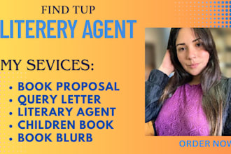find literary agent for fiction book, children book, movie script, screenplay