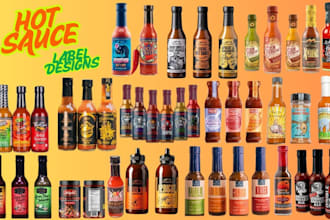 design premium food packaging, jar labels, spice labels, sauce and product label