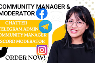 be your crypto  community manager discord telegram facebook moderator or chatter