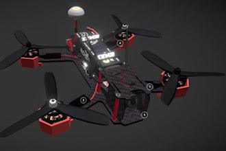 create 3d drone, uav, vtol, fpv drone model, unmmanned, asv, 3d aircraft model