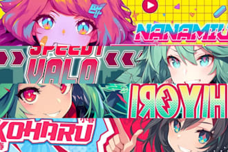 custom anime vtuber channel banners aesthetic youtube, twitch, twitter, discord