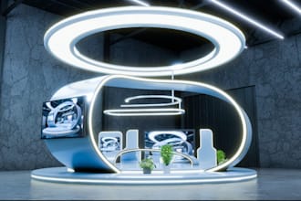 create stunning 3d trade show booths,exhibition stalls,mall kiosk, stall design