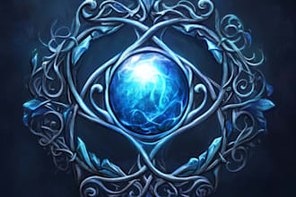 draw fantasy game logo with cool unique magic style