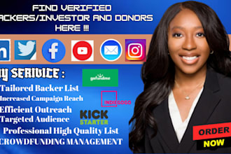 provide targeted donors or backers lists for gofundme kickstarter and indiegogo