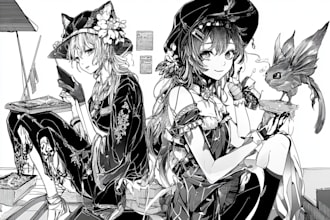 draw you black white manga comic panel