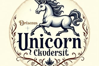 design high quality vintage unicorn logo with express delivery