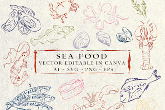 draw illustrations and stickers in doodle and line art style