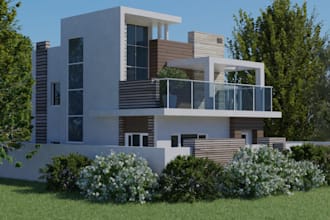 render 3d architectural exterior building, commercial house, outdoor render