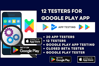 provide real 12 tester, 20 tester closed beta tester google play app testing