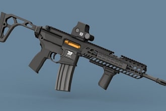 3d model gun, game assets, weapon, accessories, game arts