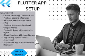 develop a flutter app with firebase backend auth firestore integration