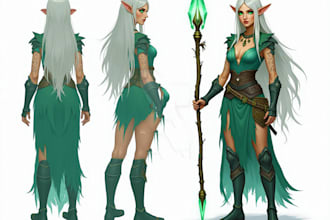 create fantasy character design use d and d, illustration