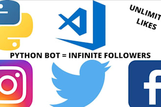 create youtube bot, tiktok bot, live streaming bot instagram API bot, twitch bot