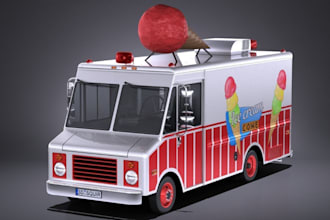detail ice cream van interior,3ds max suv car,scooter,3d vray hq rendering,jeep
