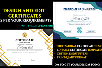 do certificate banner and church flyer design any custom dimension