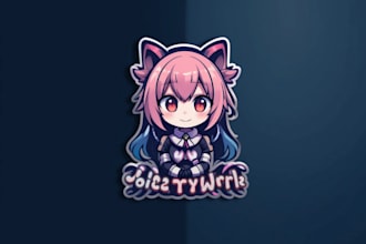 design exclusive logo with cute anime mascot, chibi