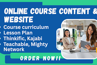 online course content course curriculum thinkific graphy mighty network payhip