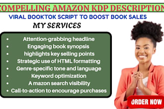 write ghostwriting amazon KDP description tiktok booktok to boost book sales
