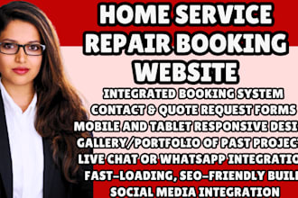 home services website repair booking website  handyman website with quote form