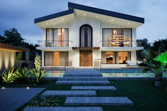renovate 3d facade exterior,parkland villa design,cgi rendering,modern structure