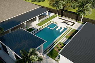 design and render 3d landscape design, backyard  and front yard design