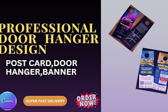 design door hanger, postcard rack card business card brochure real estate flyer