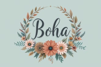 create boho, botanical, whimsical, and floral logo design