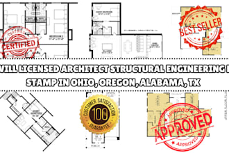 licensed architect structural engineering pe stamp in ohio, oregon, alabama, tx