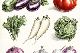 draw realistic plants, vegetables, fruits