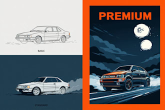 draw your car into colorful vector cartoon and any vehicle illustrations