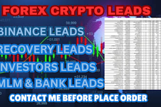 deliver HQ forex leads, crypto leads, forex crypto leads, binance leads