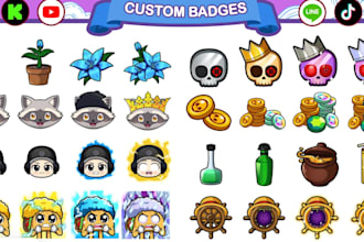 do logo, sub badges and emote for twitch discord youtube, animated twltch