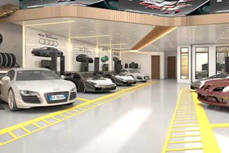 redesign 3d car showroom interior, car park,ue5 rendering, cgi model,office shop