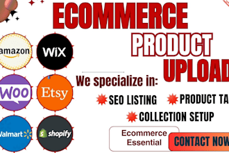 add shopify walmart woocommerce etsy amazon products listing upload variation