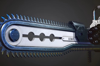 3d weapon,chain gun design,low poly model,scifi weapon for games and animation