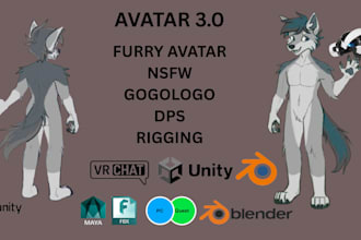do 3d furry nsfw 3d model character design anime fursona vr vrchat vrc