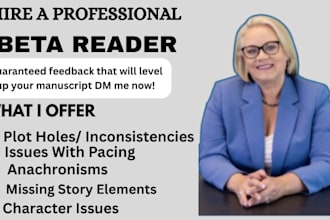 beta read your books, story, novel and provide a reader report