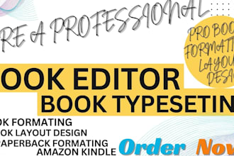 do ebook formatting, editing, book layout design, book cover, book typesetting