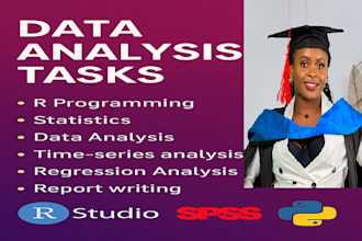 do statistics, data analysis using rstudio, python, spss,r programming language