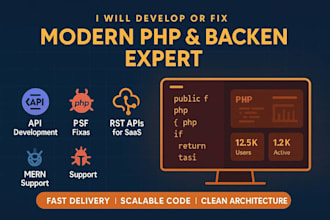 develop or fix nodejs PHP, backend apis rest apis for saas, fix bugs, mern stack