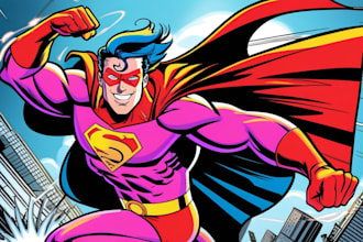 draw you into superhero comic cartoon character