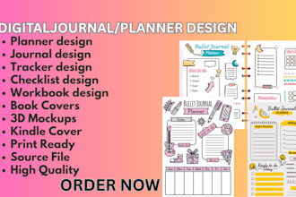 design canva editable journal,workbook,planner,booklet design one pager flyer
