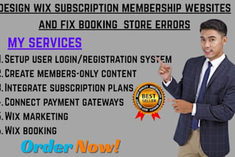design wix subscription membership websites and fix booking  store errors