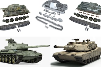3d tank model ww2 military spaceship hard surface rc model modern tank printing