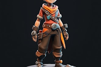 draw 3d game character illustration