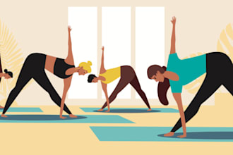 draw yoga, workout, medical, health and fitness, children exercises illustration